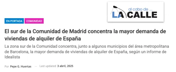 A Pie de Calle: el sur de la Comunidad de Madrid concentra la mayor demanda de alquiler de España